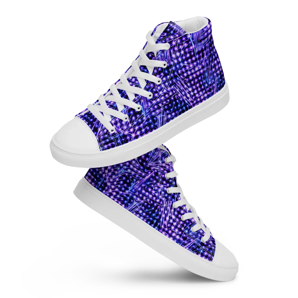 Ultraviolet Circuit on Men's High Top Canvas Shoes — Front
