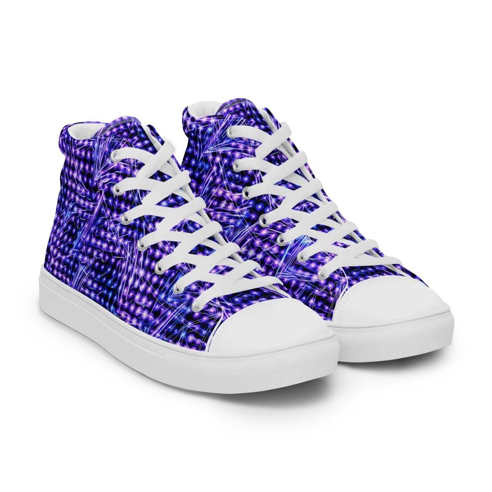 Ultraviolet Circuit on Women's High Top Canvas Shoes — Right Front