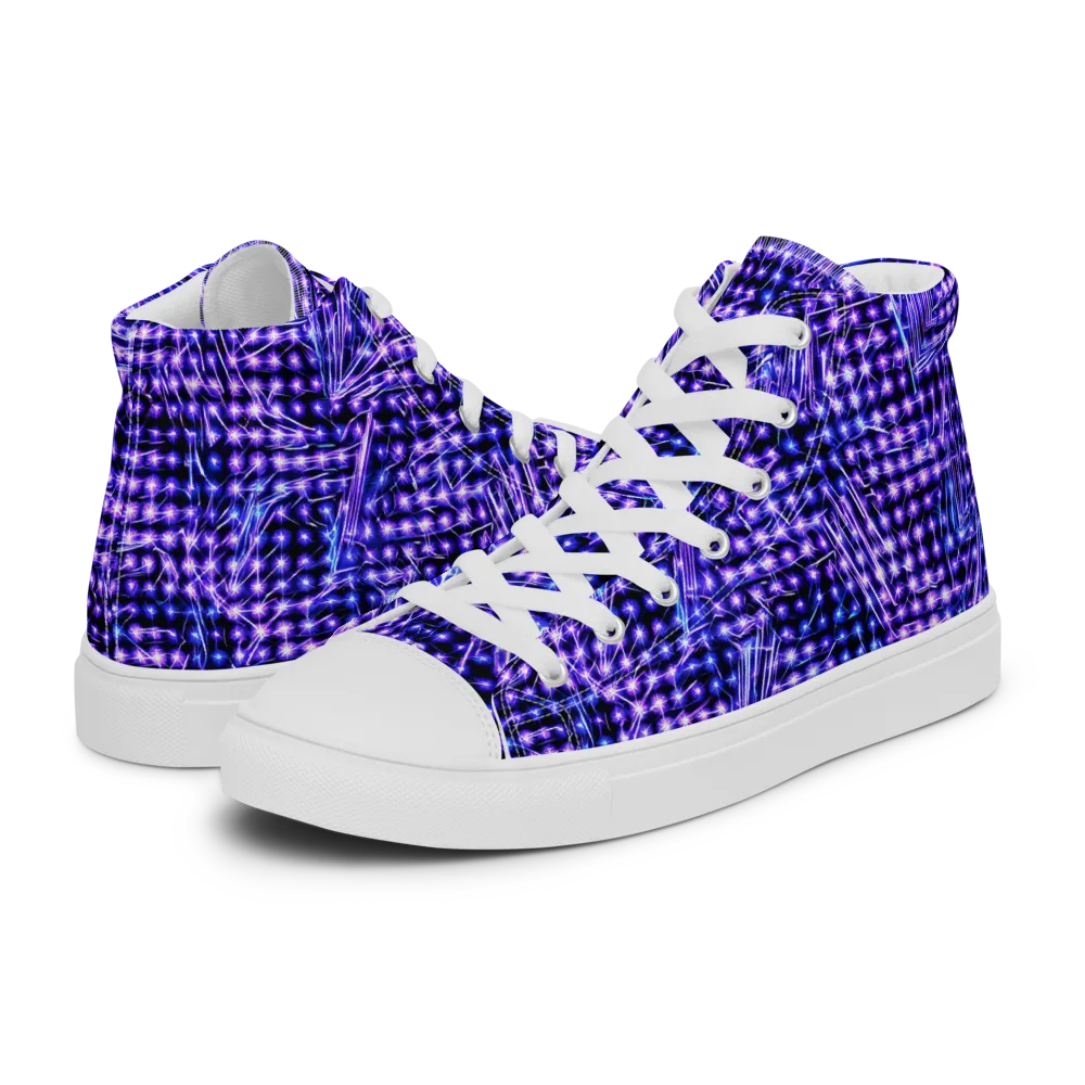 Ultraviolet Circuit on Women's High Top Canvas Shoes — Left
