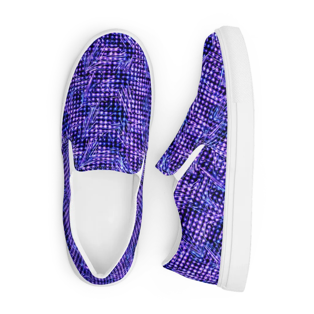Ultraviolet Circuit on Men's Slip-On Canvas Shoes — Front