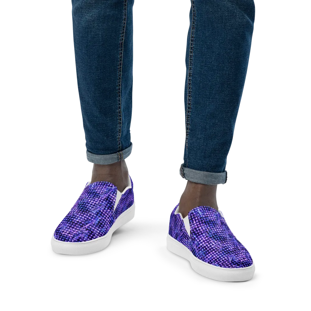 Ultraviolet Circuit on Men's Slip-On Canvas Shoes — Front