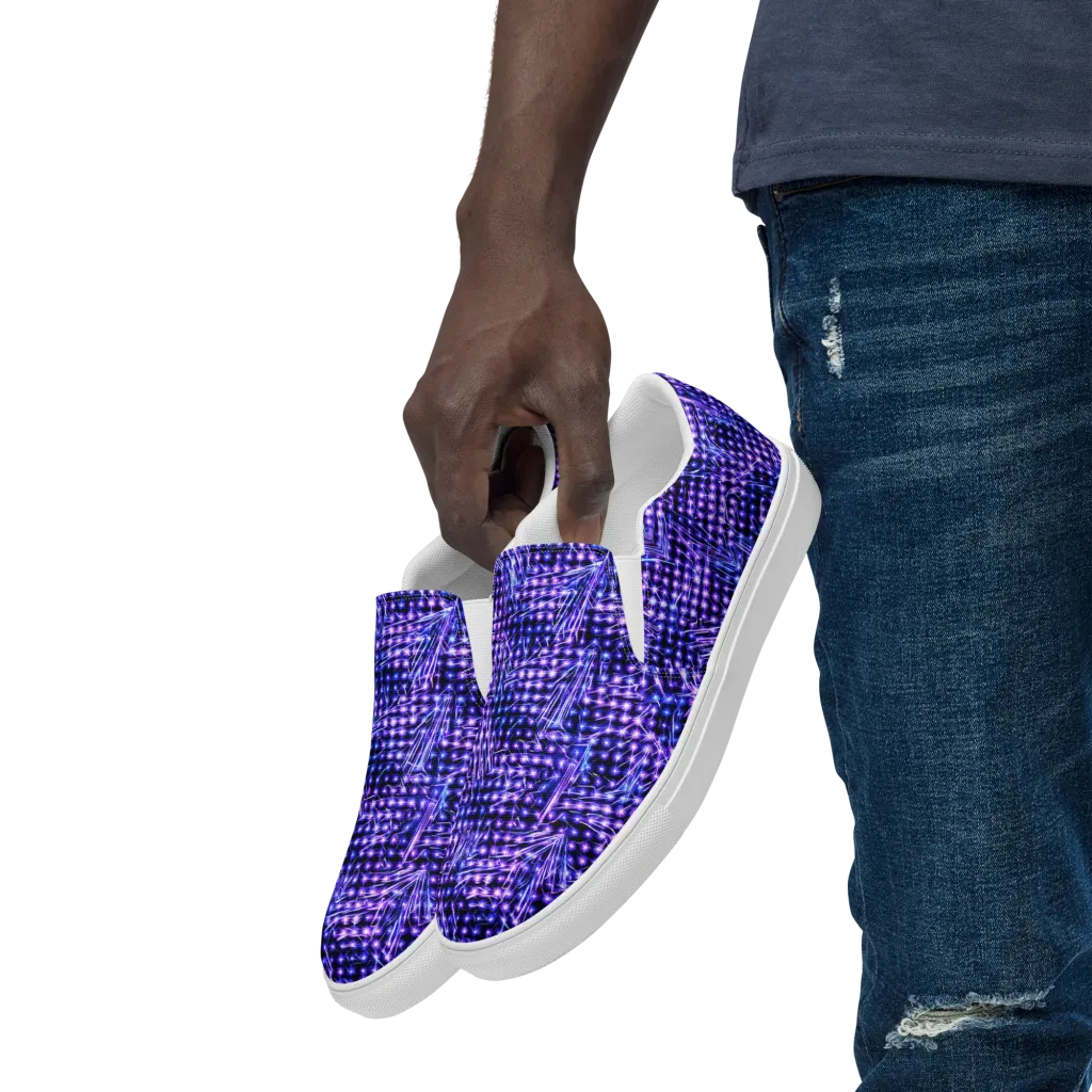 Ultraviolet Circuit on Men's Slip-On Canvas Shoes — Left Front