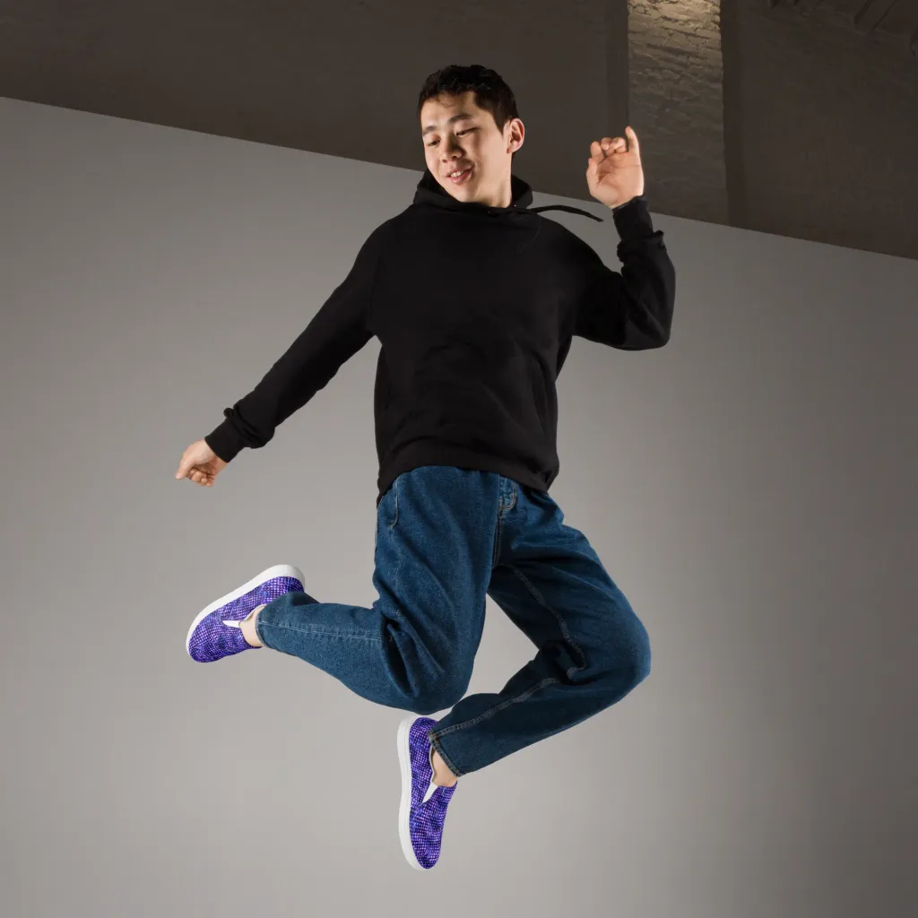 Ultraviolet Circuit on Men's Slip-On Canvas Shoes — Right Front
