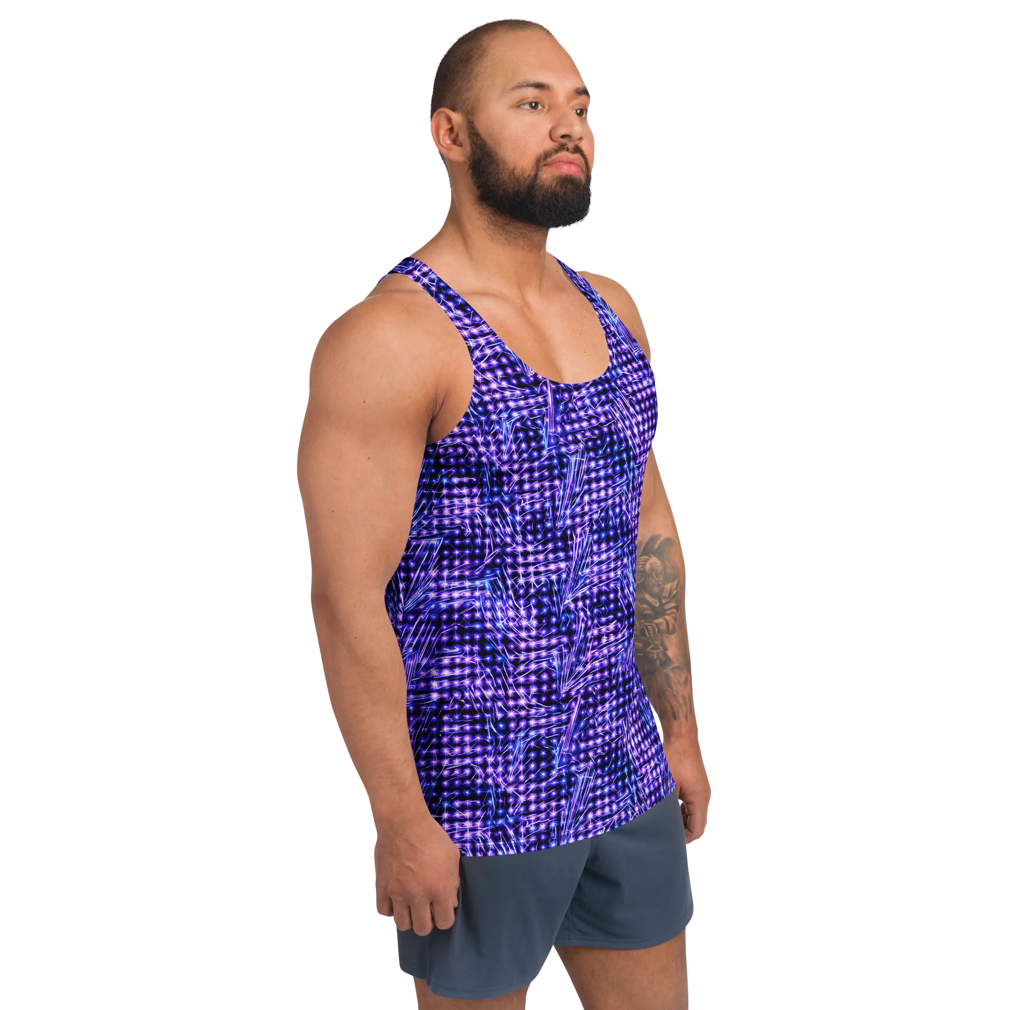 Ultraviolet Circuit on Men's Tank Top — Right Front