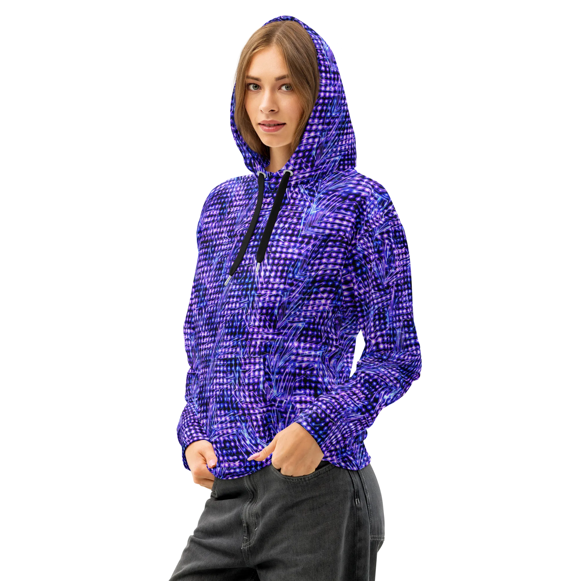 Ultraviolet Circuit on Cotton Hoodie — Left Front