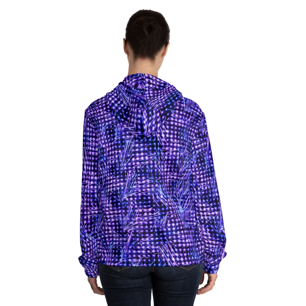 Ultraviolet Circuit on Women's Full-Zip Hoodie — Back On Person