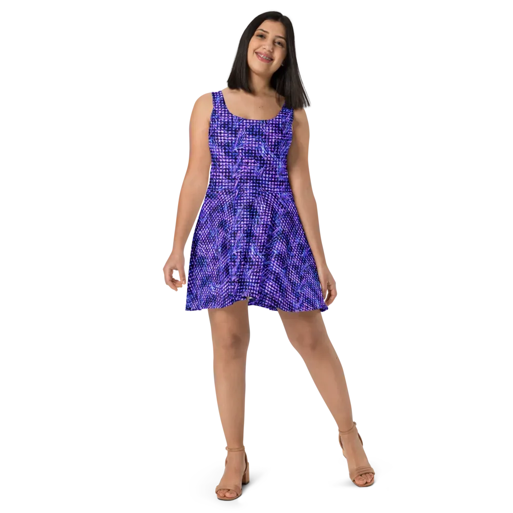Ultraviolet Circuit on Skater Dress — Front