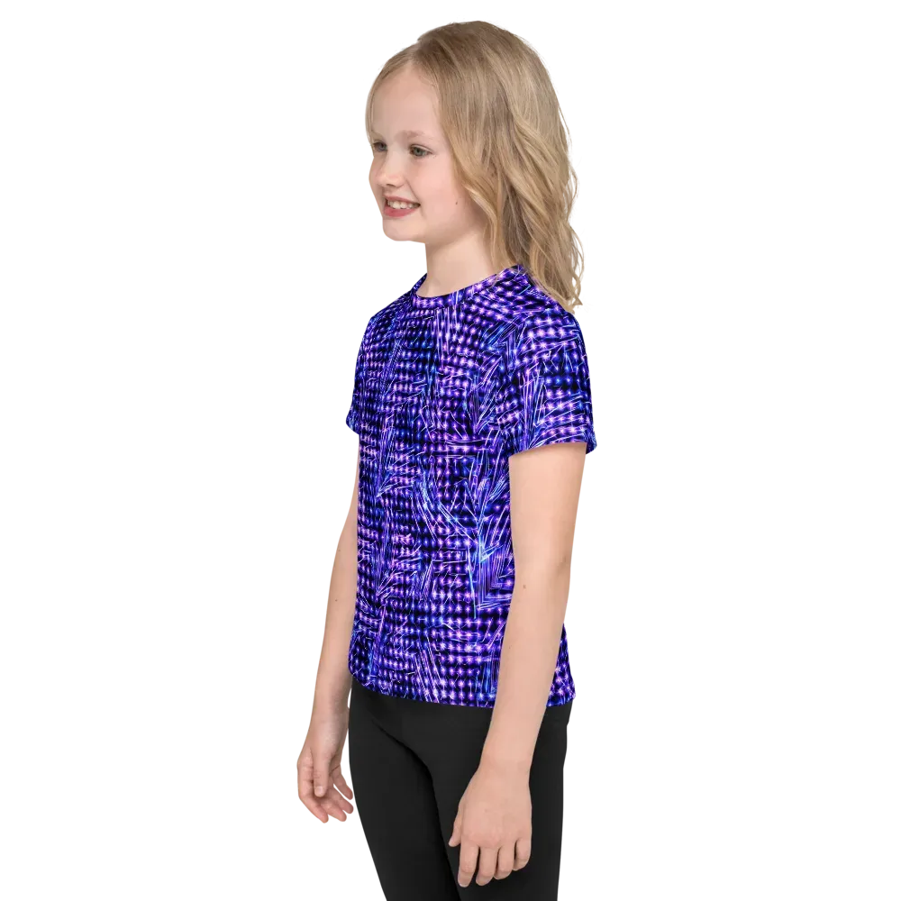 Ultraviolet Circuit on Kids Crew Neck T-Shirt — Left