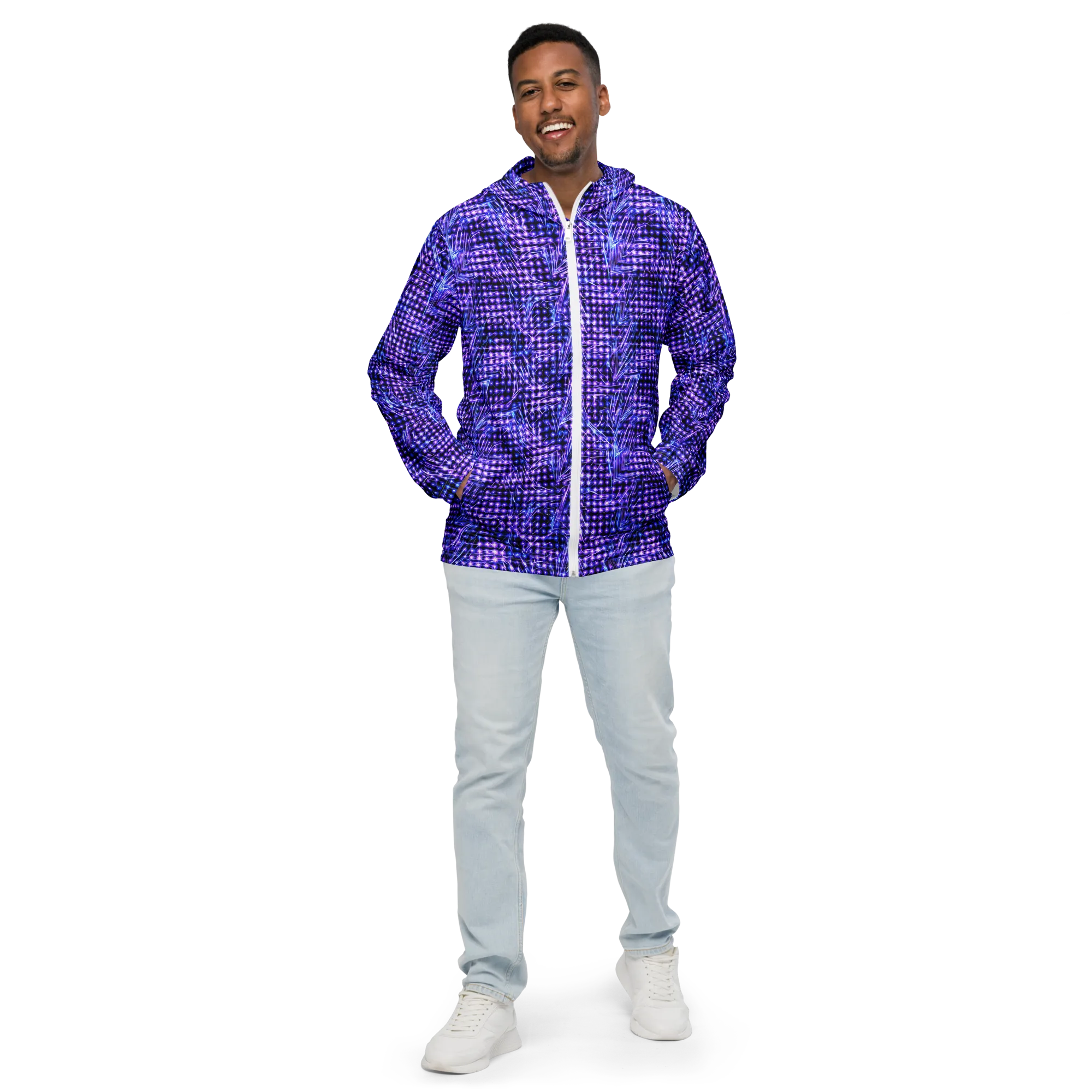 Ultraviolet Circuit on Men's Windbreaker — Front