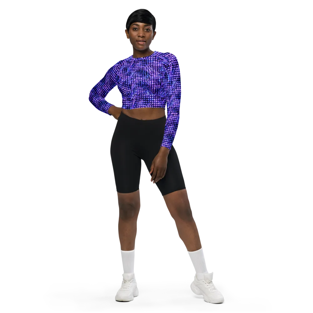 Ultraviolet Circuit on Long Sleeve Crop Top — Front