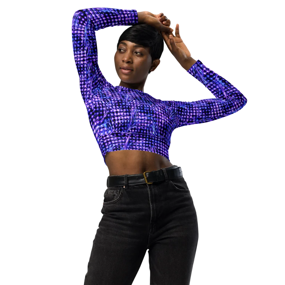 Ultraviolet Circuit on Long Sleeve Crop Top — Front