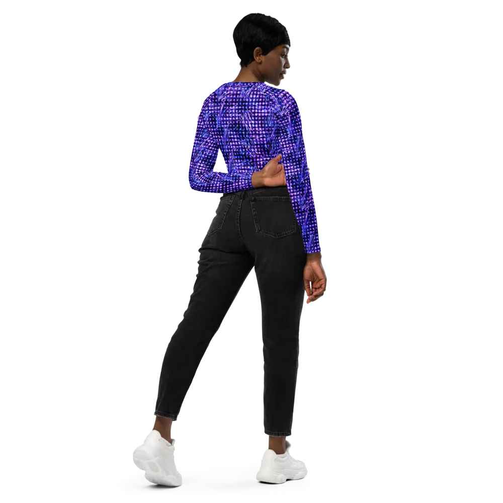 Ultraviolet Circuit on Long Sleeve Crop Top — Right Back