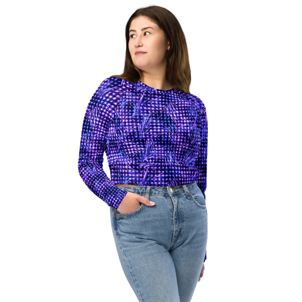 Ultraviolet Circuit on Long Sleeve Crop Top — Front