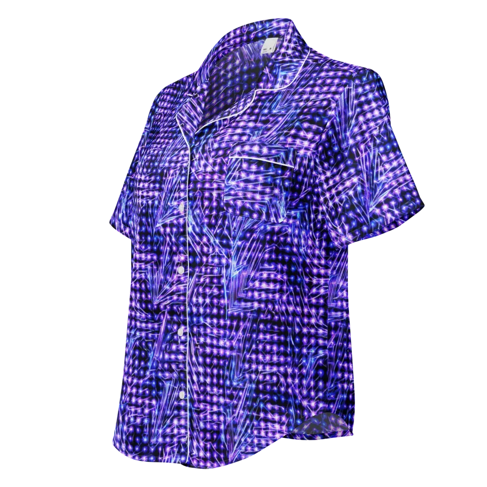Ultraviolet Circuit on Women's Short Sleeve Pajama Top — Left Front