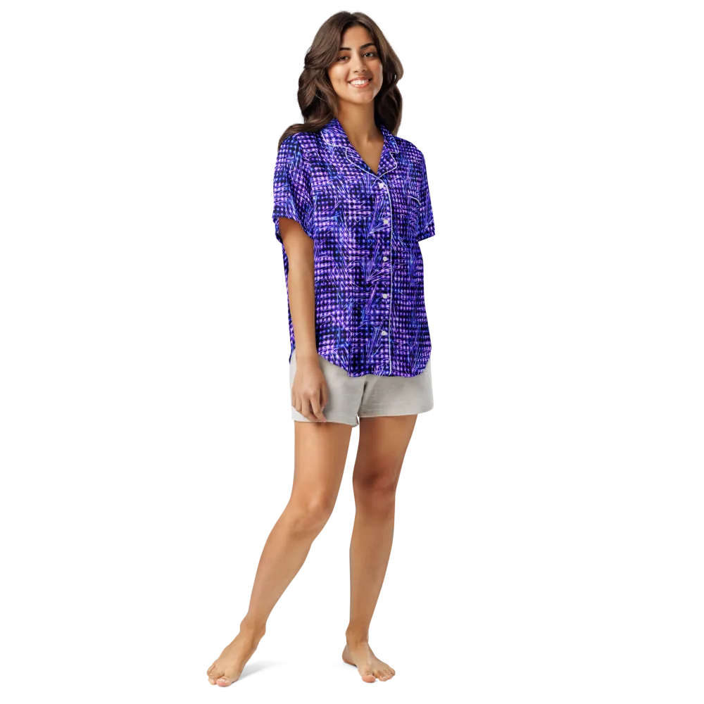 Ultraviolet Circuit on Women's Short Sleeve Pajama Top — Front