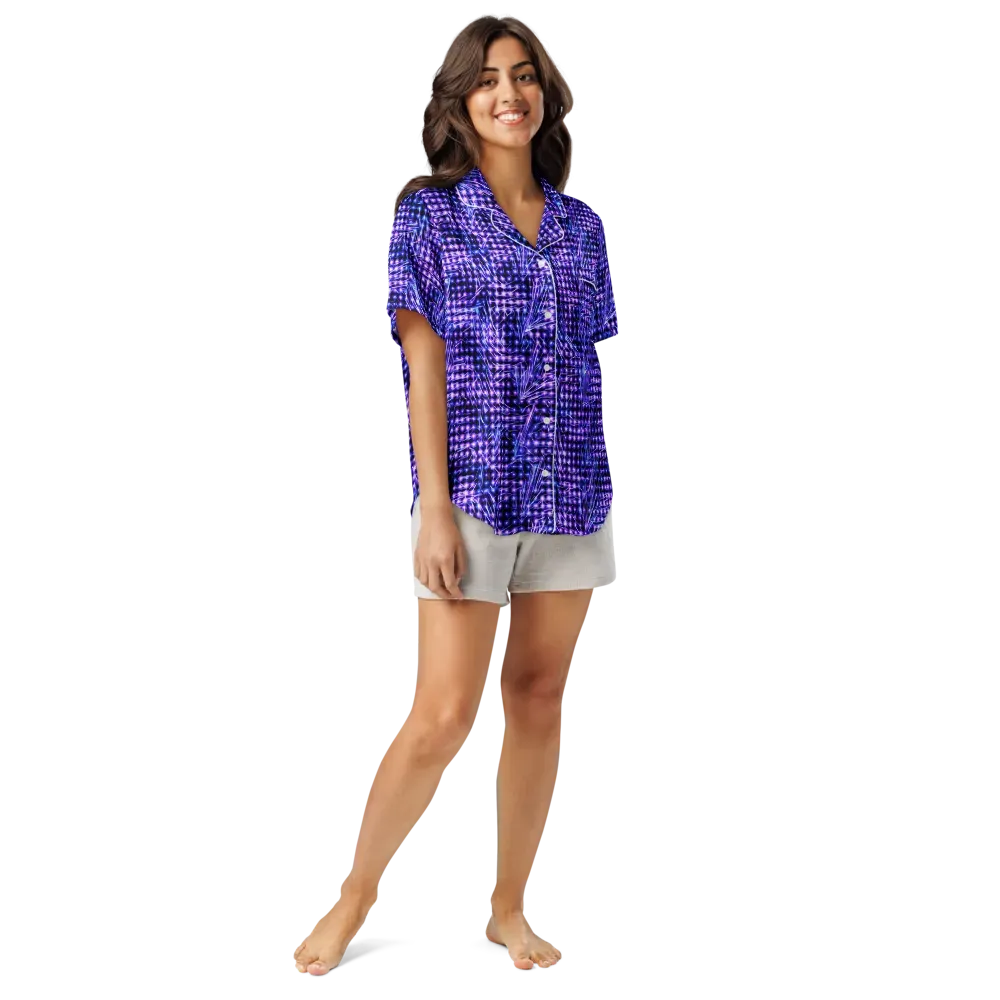 Ultraviolet Circuit on Women's Short Sleeve Pajama Top — Front