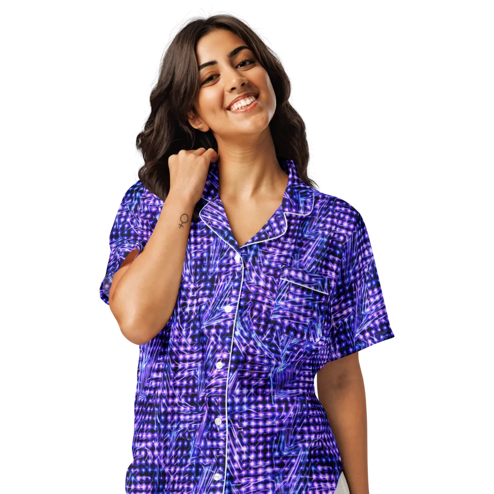 Ultraviolet Circuit on Women's Short Sleeve Pajama Top — Front