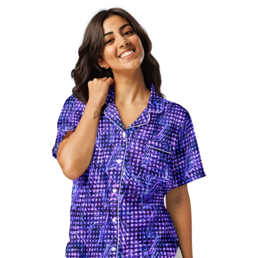Ultraviolet Circuit on a Women's Short Sleeve Pajama Top