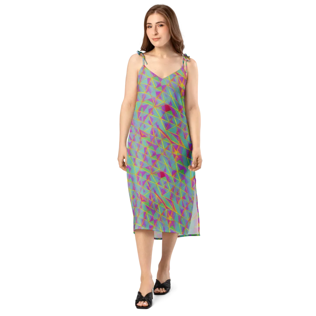 Prismatic Pulse on Slip Dress — Front