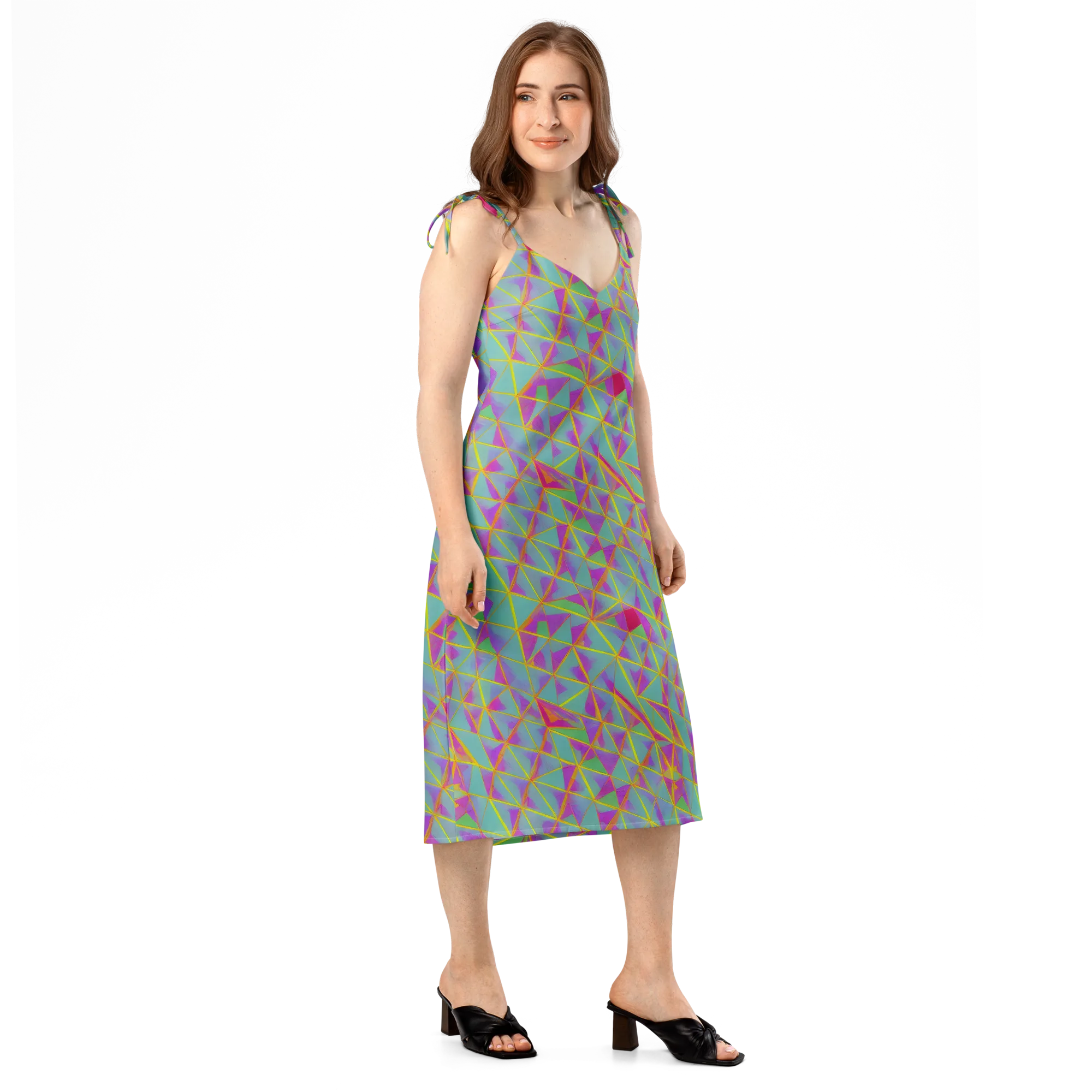 Prismatic Pulse on Slip Dress — Right Front