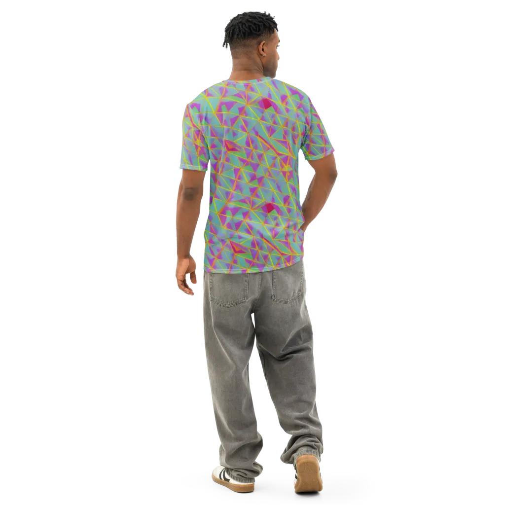 Prismatic Pulse on Men's Cotton Crew Neck T-Shirt — Back