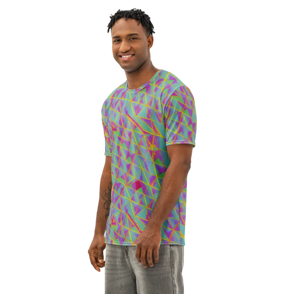 Prismatic Pulse on Men's Cotton Crew Neck T-Shirt — Left Front