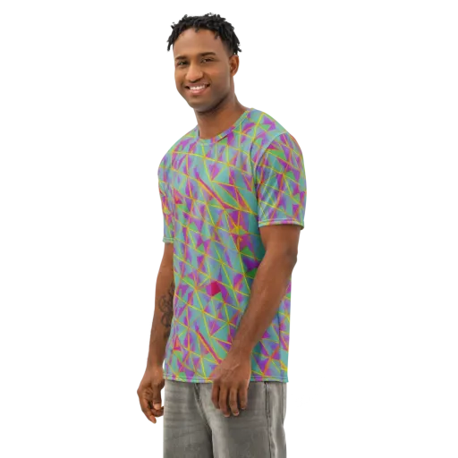 Prismatic Pulse on a Men's Cotton Crew Neck T-Shirt
