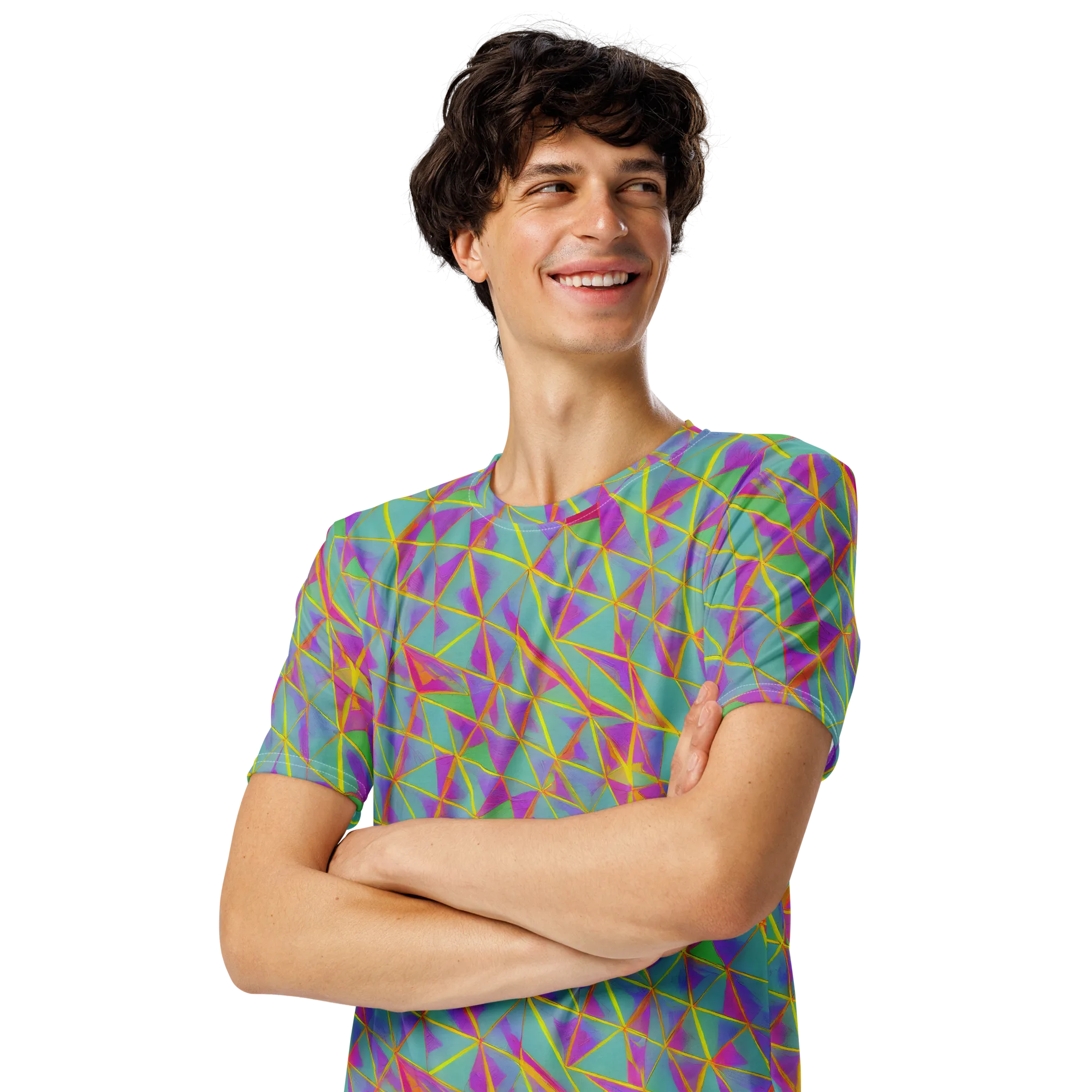 Prismatic Pulse on Men's Crew Neck T-Shirt — Left Front