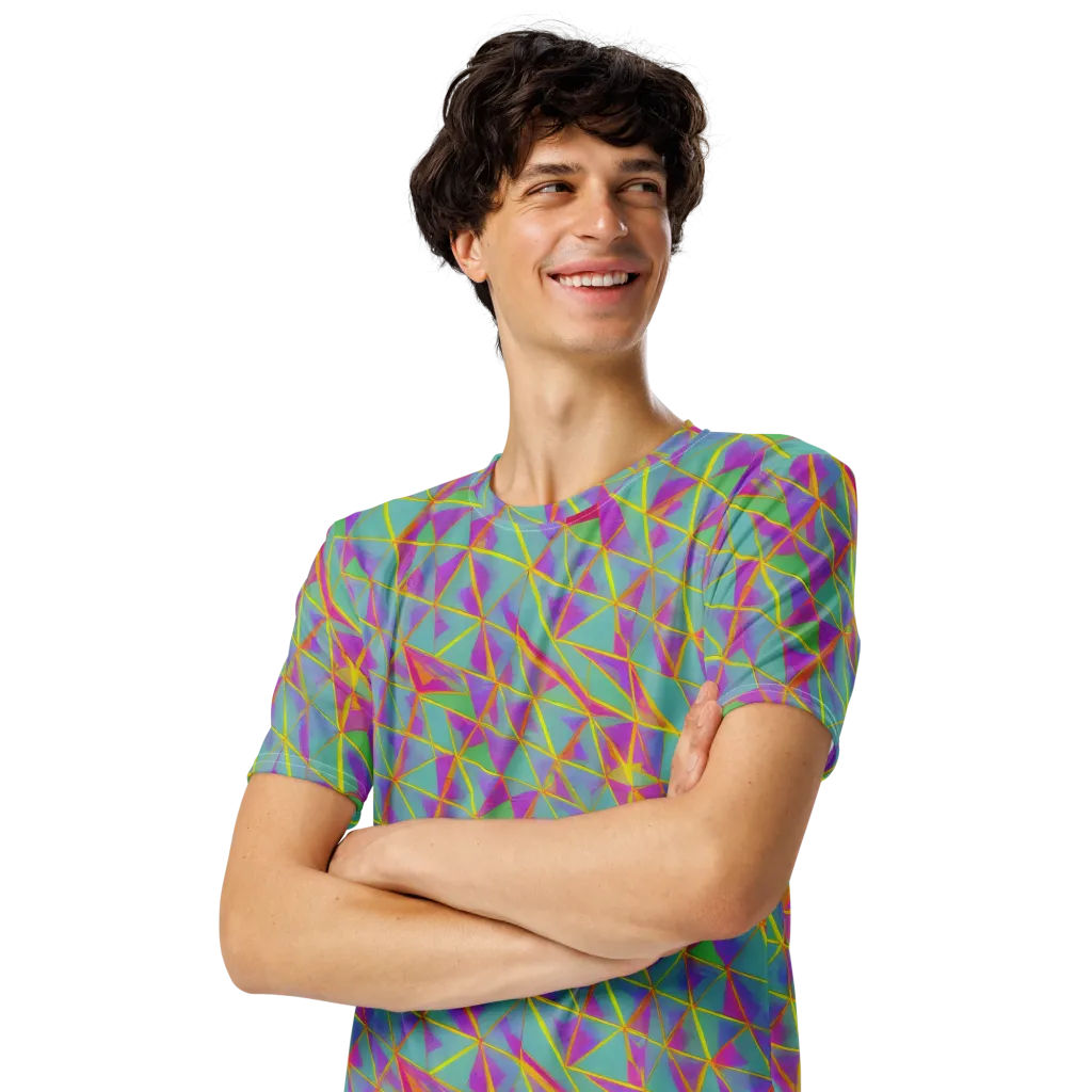 Prismatic Pulse on Men's Crew Neck T-Shirt — Left Front