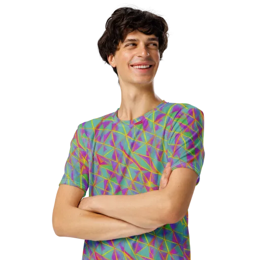 Prismatic Pulse on a Men's Crew Neck T-Shirt