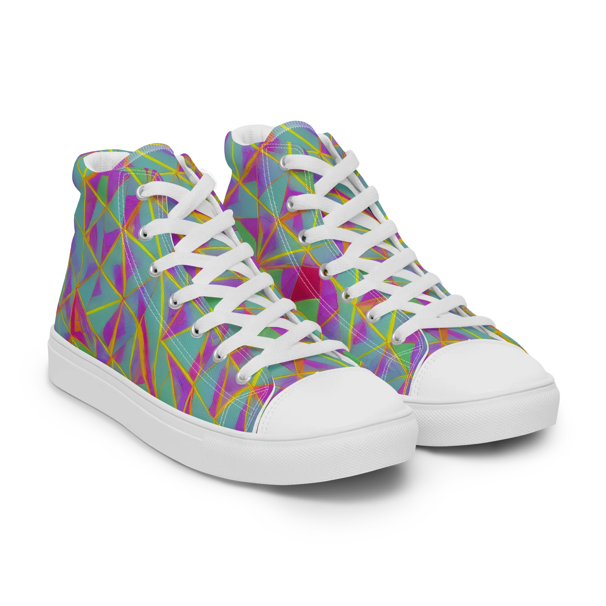 Prismatic Pulse on Men's High Top Canvas Shoes — Right Front