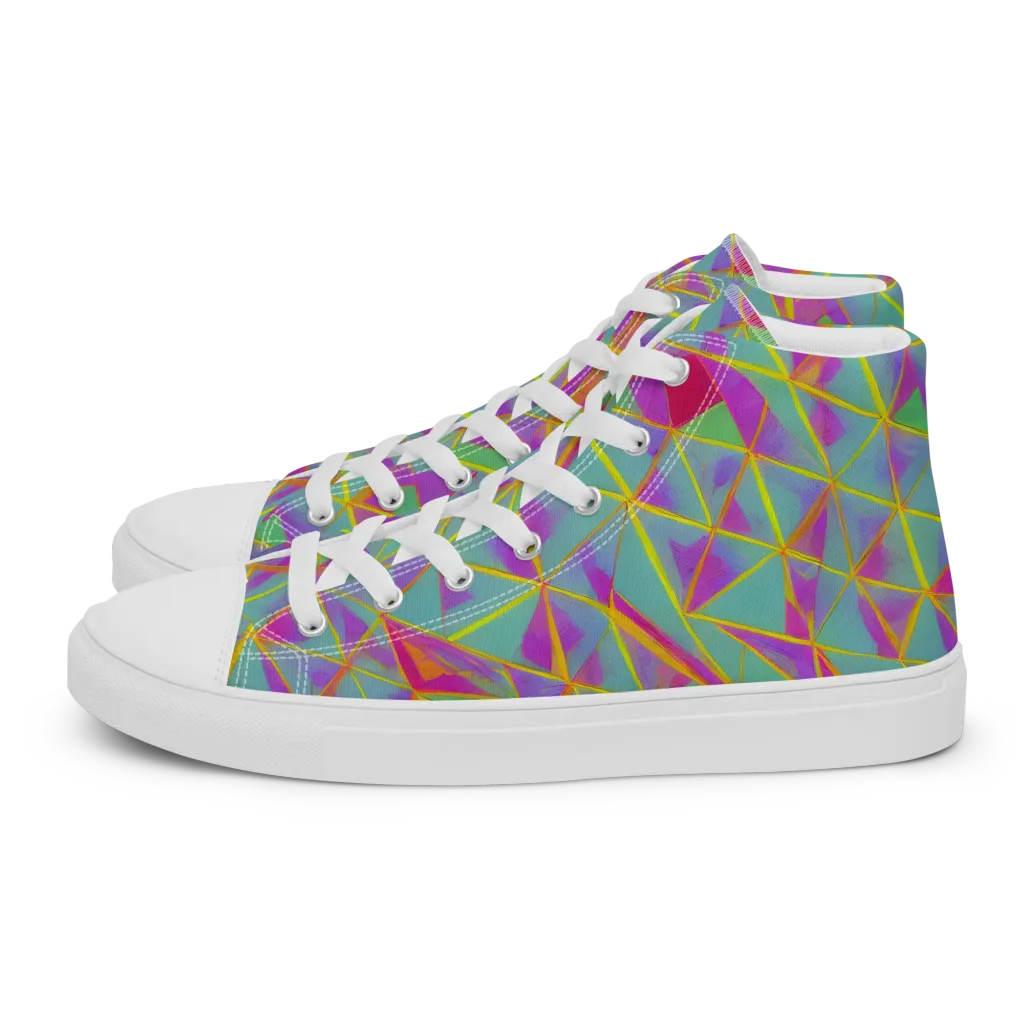 Prismatic Pulse on Men's High Top Canvas Shoes — Left