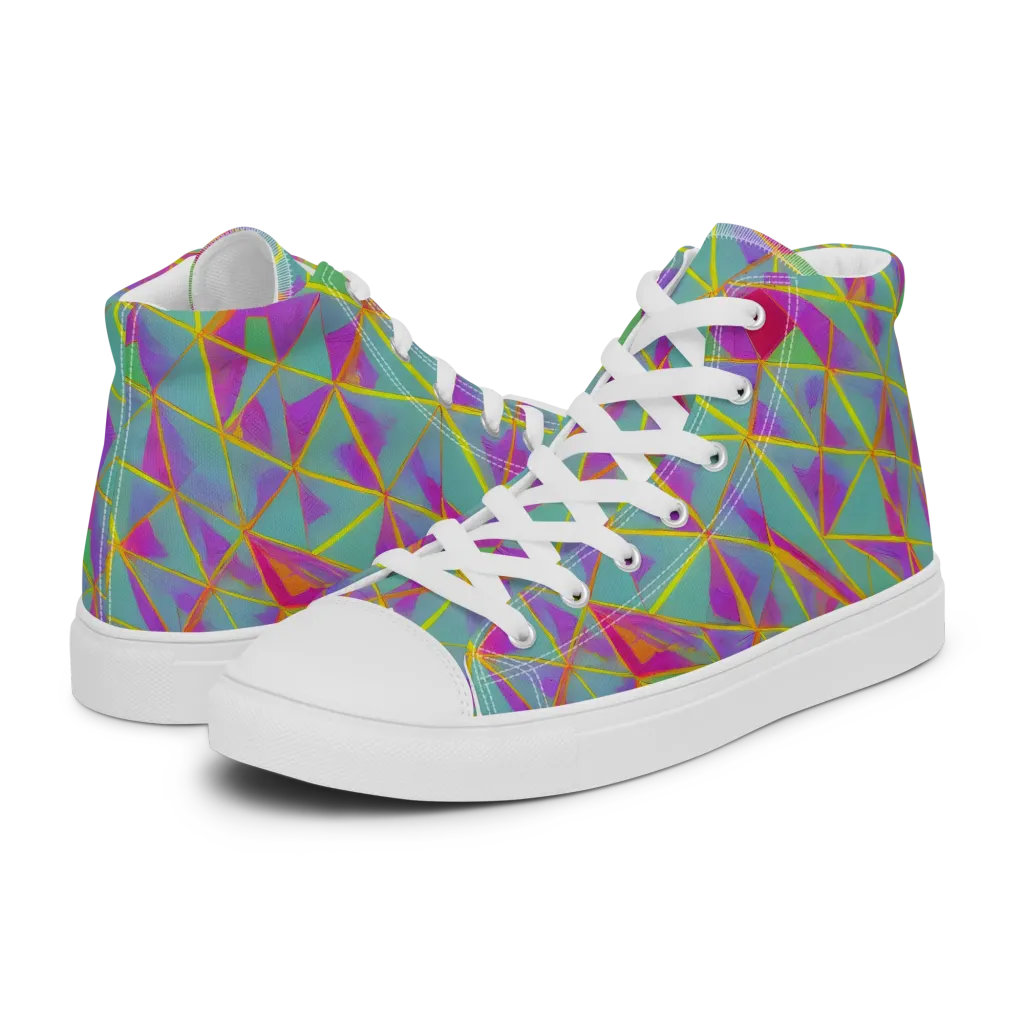 Prismatic Pulse on Men's High Top Canvas Shoes — Left