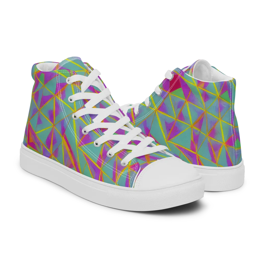 Prismatic Pulse on Men's High Top Canvas Shoes — Right