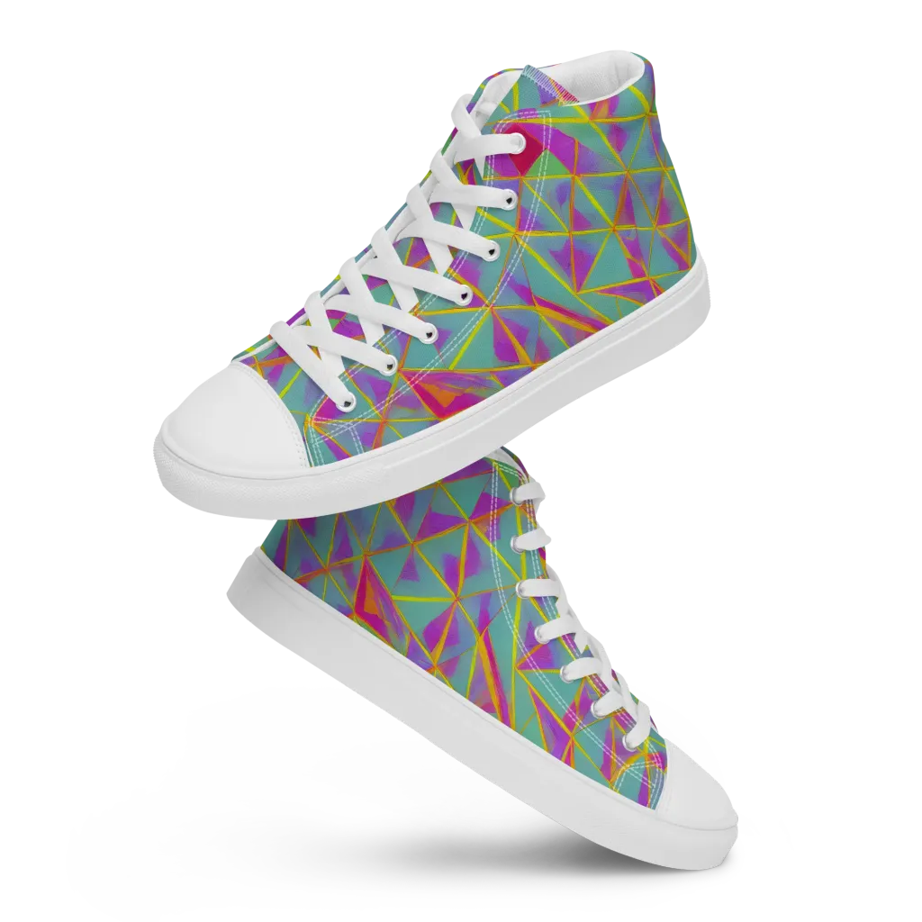 Prismatic Pulse on Men's High Top Canvas Shoes — Front