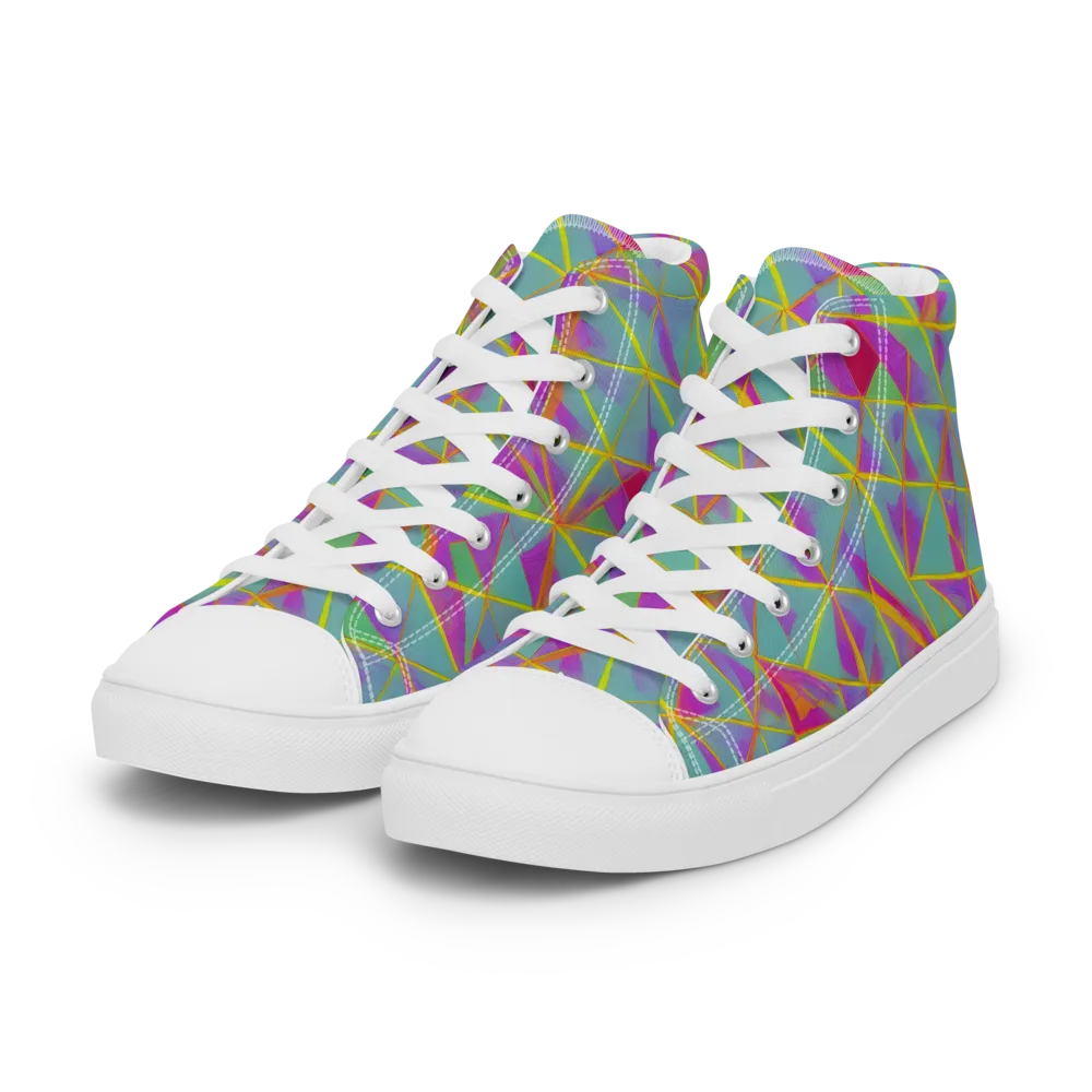 Prismatic Pulse on Women's High Top Canvas Shoes — Left Front