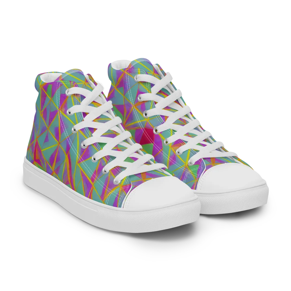 Prismatic Pulse on Women's High Top Canvas Shoes — Right Front