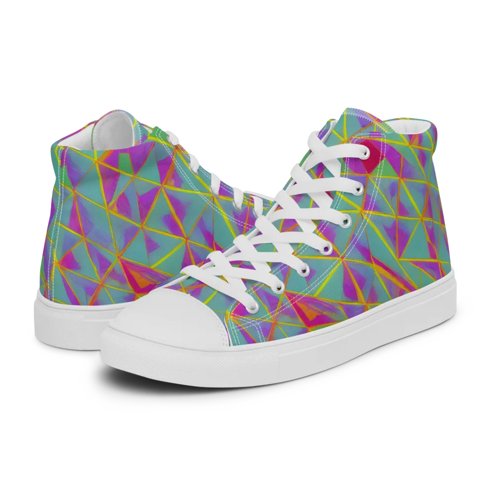 Prismatic Pulse on Women's High Top Canvas Shoes — Left