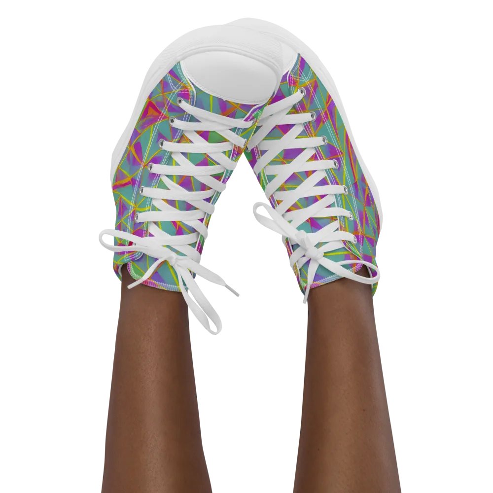 Prismatic Pulse on Women's High Top Canvas Shoes — Front