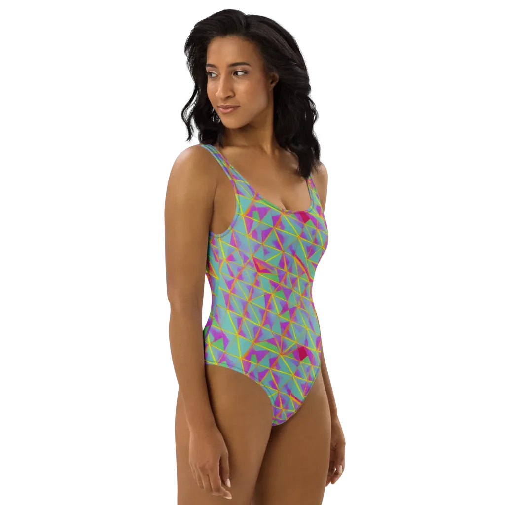 Prismatic Pulse on One-Piece Swimsuit — Right