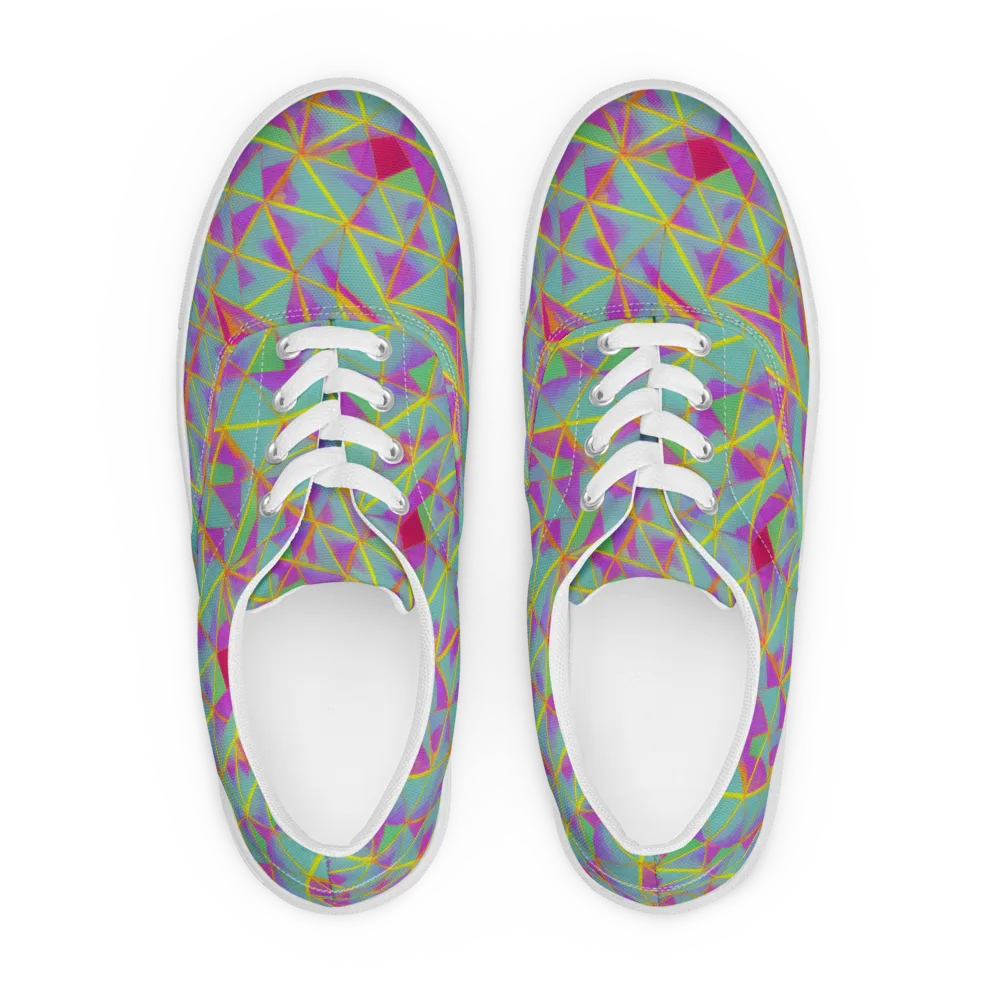 Prismatic Pulse on Men's Lace-Up Canvas Shoes — Front