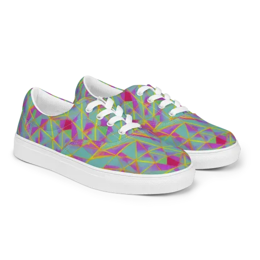Prismatic Pulse on a Men's Lace-Up Canvas Shoes