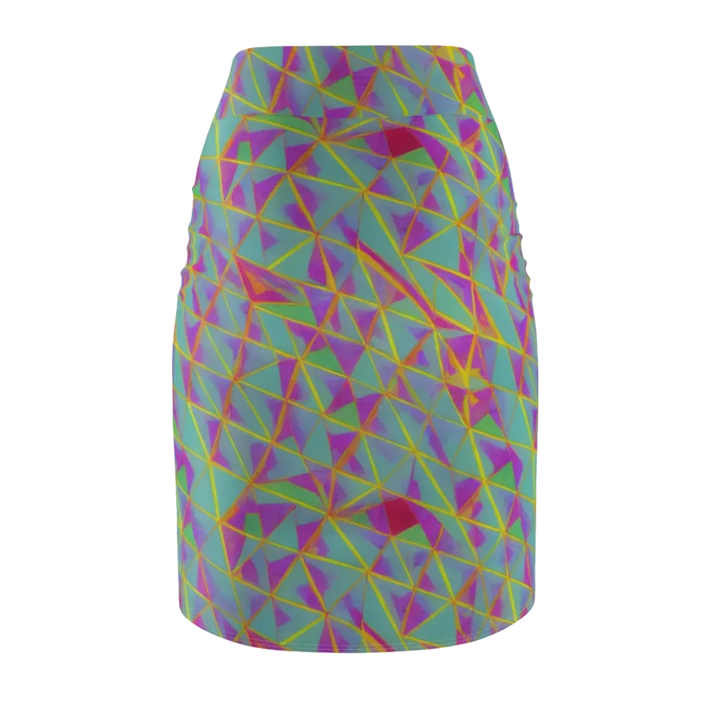 Prismatic Pulse on Pencil Skirt — Back