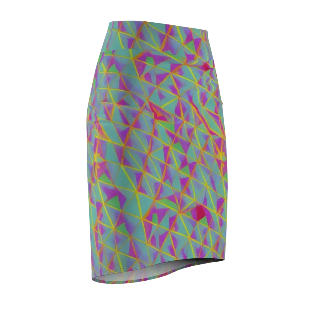 Prismatic Pulse on Pencil Skirt — Front Side