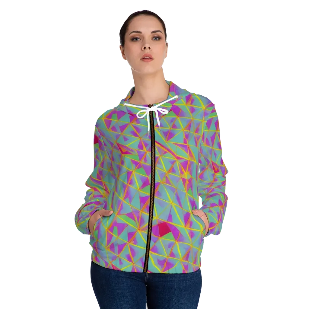 Prismatic Pulse on Women's Full-Zip Hoodie — Front On Person