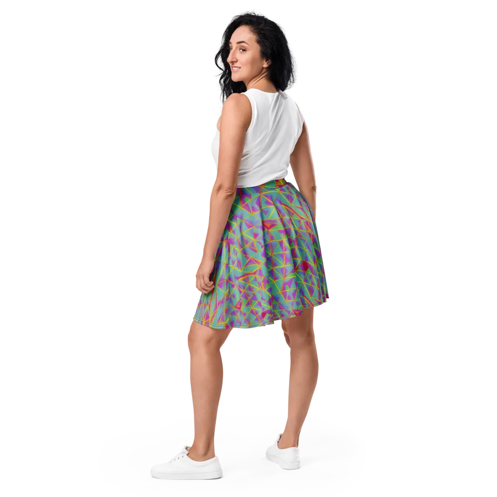 Prismatic Pulse on Skater Skirt — Back