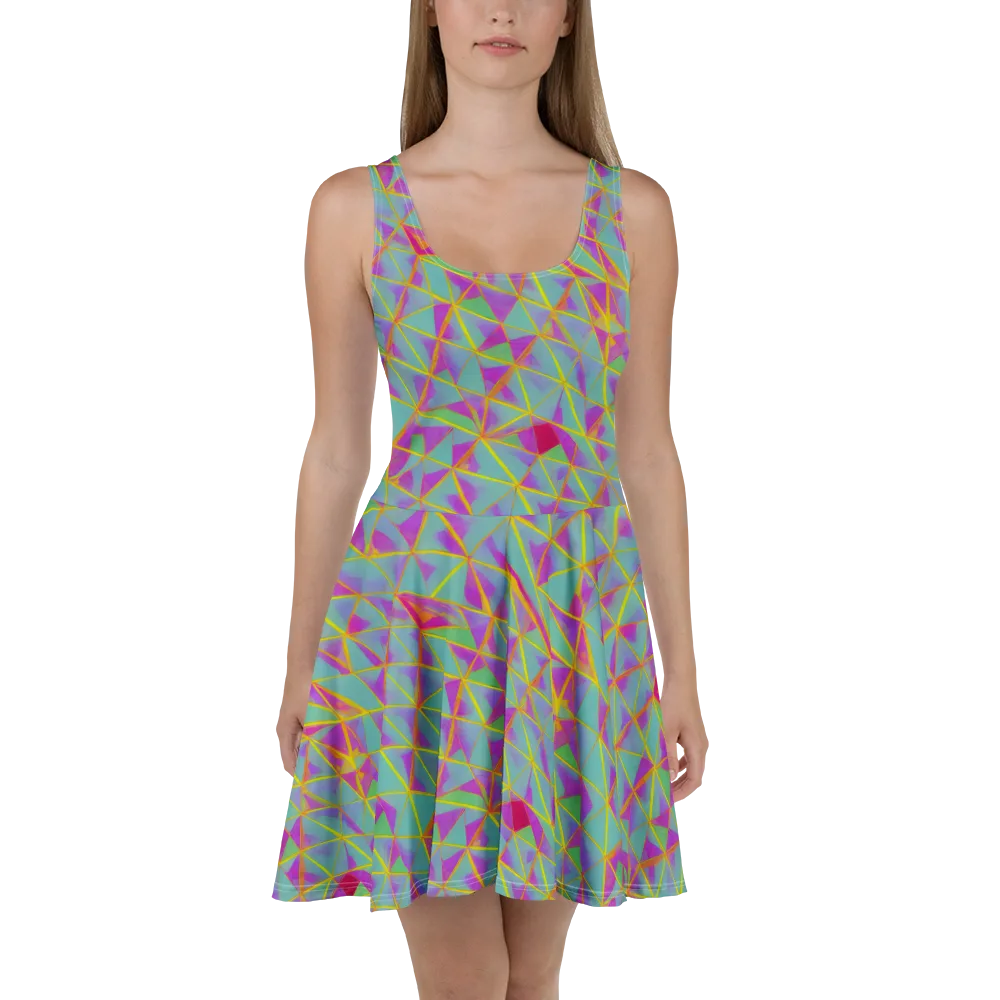 Prismatic Pulse on Skater Dress — Front