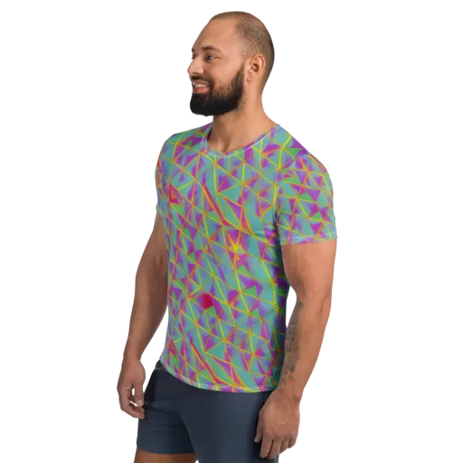 Prismatic Pulse on a Men's Athletic T-Shirt