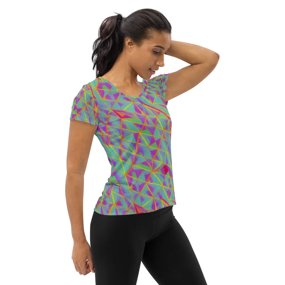 Prismatic Pulse on Women's Athletic T-Shirt — Right