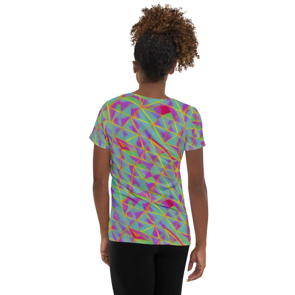 Prismatic Pulse on Women's Athletic T-Shirt — Back